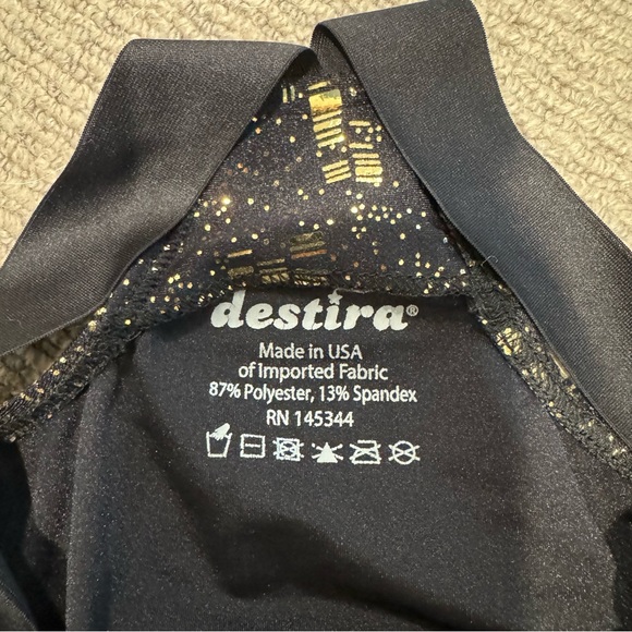 Distera girls gym leotard size large (age 10) black with gold metalic design - Picture 4 of 5
